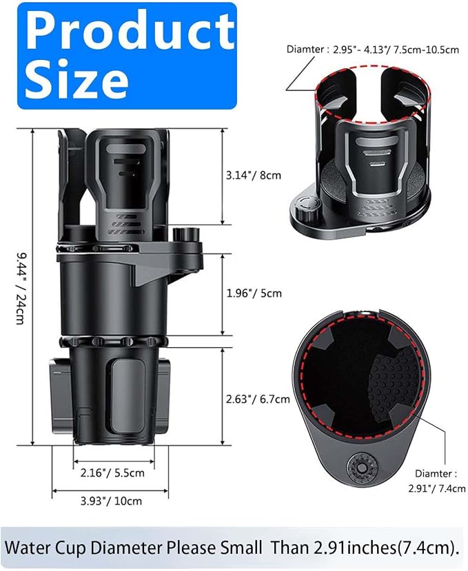 Cup Holder Expander for car 2 in 1 Multifunctional Car Cup Holder Extender Adapter with Adjustable Base Compatible with Hydro Flask,Yeti, Nalgene,32/40 oz Large Bottles Drinks Mugs,Bigcup-Small - Image 3