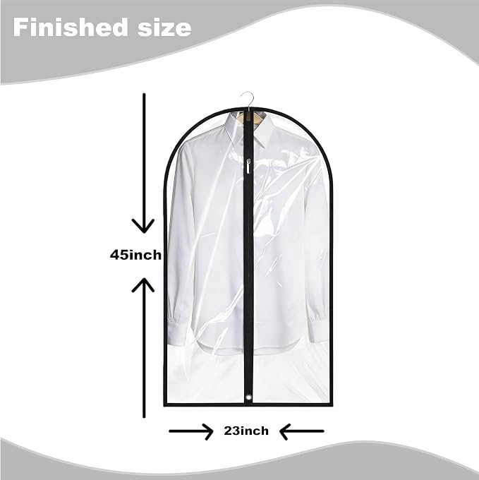 Garment Bags for Hanging Clothes, 45'' Suit Bag Cover for Storage and Travel, Dress Bags for Gowns Long (Clear) - Image 2