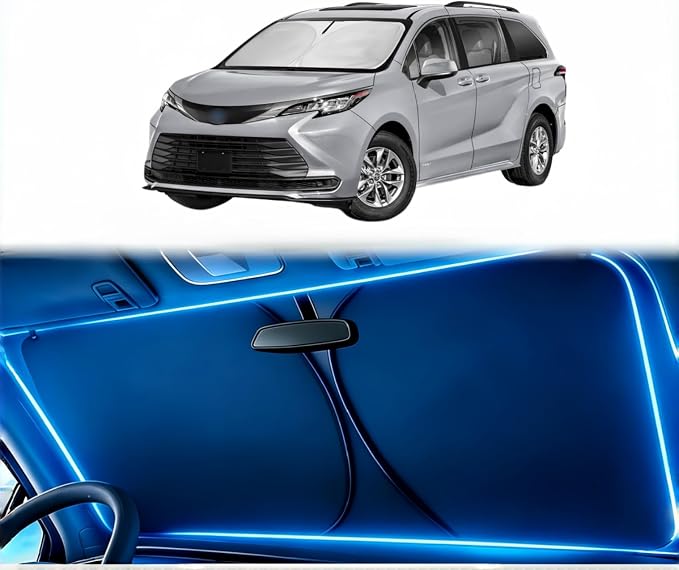 Windshield Sun Shade Car Sunshade Accessories Fit Sienna Mini Van 2021-2025 | HOHUIGO Front Window Sunshade for Sienna Foldable Screen Sun Visor UV Protector Heat Shield Cover Keep Your Car Cool by HOHUIGO