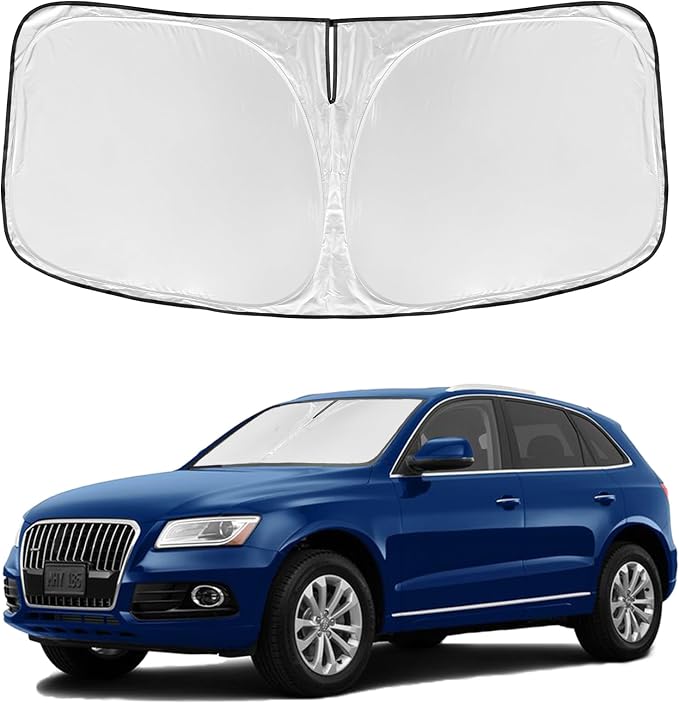 Windshield Sun Shade for Audi SQ5 2014-2017 - 4 Layers Car Sunshade | Front Windows Shade Cover Custom Fit Q5 Sun Visor 250T Retractable Shade Blocks UV Rays Car Accessories by ZOIBVCARSUNSHADE