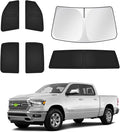 Canvcle Sunshades for Dodge Ram 1500 Crew Cab 2019-2025 2026 Accessories Windshield Sun Shade Side Rear Window Shade Cover Sun Visor Shield Privacy Protection Keep Vehicle Cool Black 6PCS by Canvcle