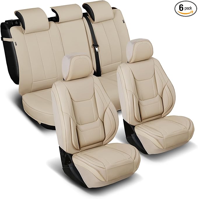 Coverland Premium Custom Fit Truck Car Seat Covers Full Set Seat Waterproof | Airbag Compatible Non-Slip Seat Cover for Silverado, Sierra 1500, 2500HD, 3500HD [Beige - Size Chart X52] by Coverland