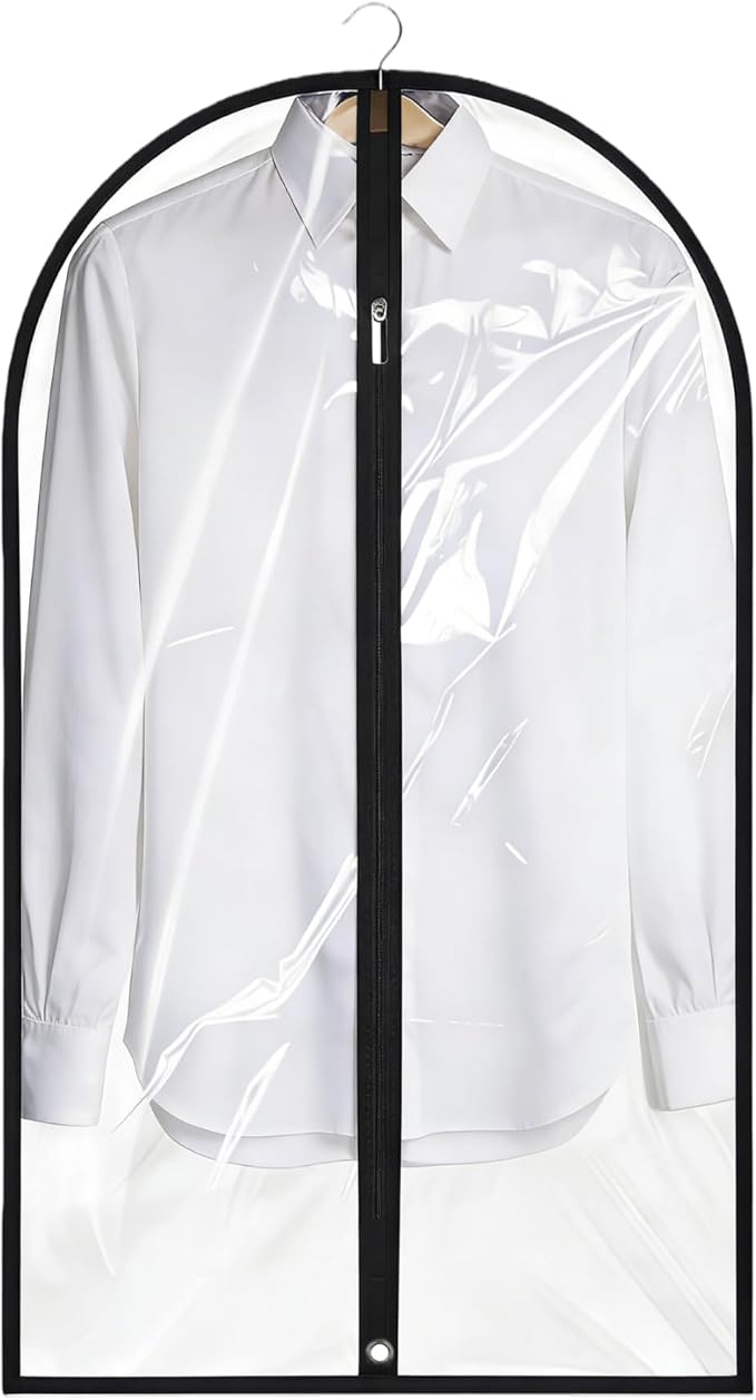 Garment Bags for Hanging Clothes, 45'' Suit Bag Cover for Storage and Travel, Dress Bags for Gowns Long (Clear) by LXLOVESMEggRings