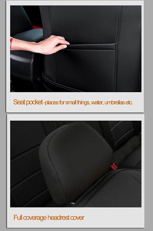 EKR Car Seat Covers for Toyota Camry 2012-2017 (Gas),Full Set | Custom Fit for Toyota Camry SE/XSE/SE Sport/SE Limited 2012-2017,Easy-Wipe Protection-Faux Leather(Black/Gray) - Image 4