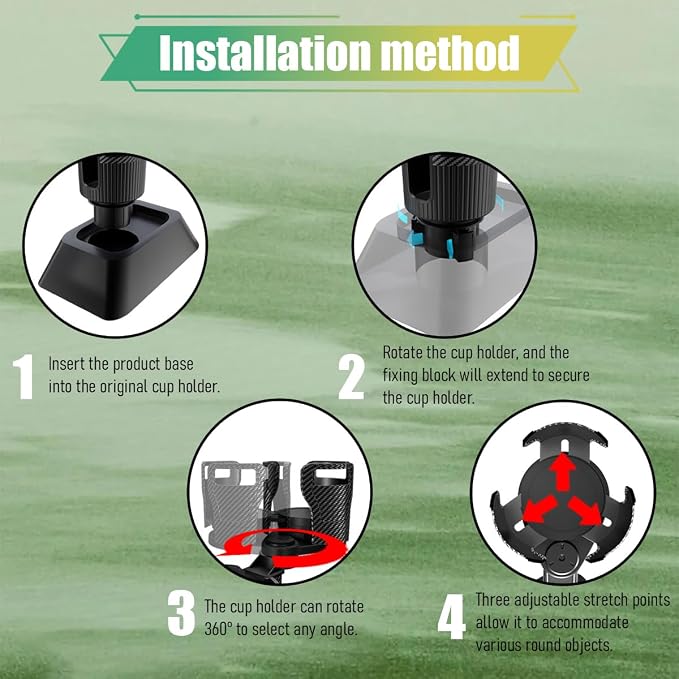 Car Cup Holder Expander, Expandable Arm Automotive Cup Holder Adapter with Adjustable Base, Vehicle Water Bottles Mugs Drinks Insert Adapter Extender, Universal Fit (Green) - Image 6