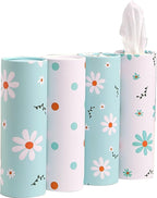Car Tissue Holder with Facial Tissues Bulk - 4 PK Car Tissues Cylinder, Tissue Holder for Car, Travel Tissues for Car Cup Holder, Refill Car Tissue Box Round Container by WinooDesign