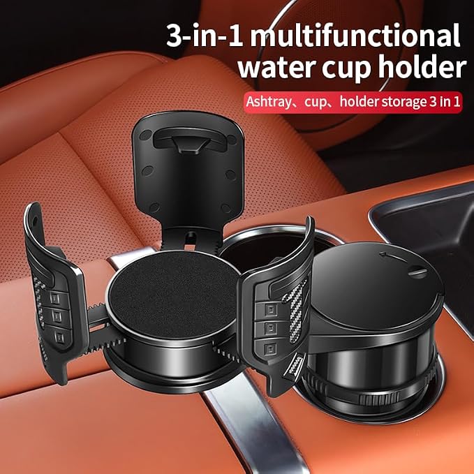 Multi-Functional 3 in 1 Car Cup Holder Expander with Detachable Cup Holder Ashtray, Adjustable Car Cup Holder Adapter, Expandable Cup Holder Insert Fits 18‑40oz Large Tumblers and Water Bottles - Image 2