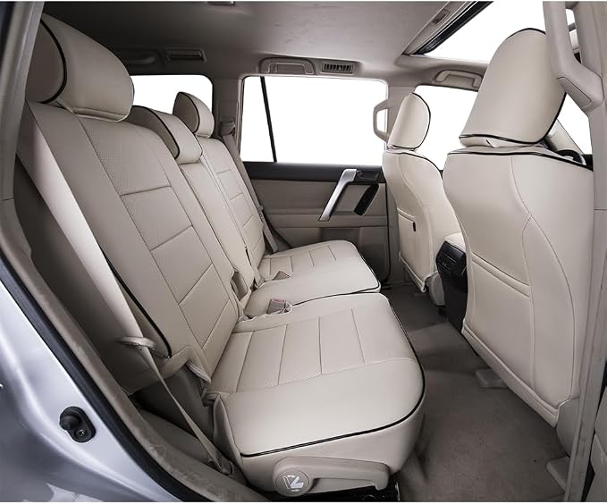 EKR Car Seat Covers Custom Fit for Toyota 4Runner(7 Seats) Full Set | for Toyota 4 Runner 2010-2024 Seat Covers for SUV,Full Wrap,Airbag Compatible,Waterproof Pet-resistant,Faux Leather(Beige) - Image 2