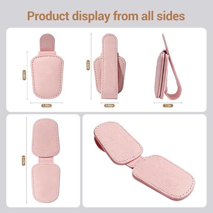 Sunglass Holder for Car Visor Clip, Teen Girl Car Essentials, Cute Pink Car Accessories for Women, Car Visor Magnetic Sunglasses Holder Clip (1, Pink) - Image 6