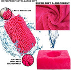 22Pcs Car Wash Cleaning Tools Kit Car Detailing Set with Canvas Bag Pink Collapsible Bucket Wash Mitt Sponge Towels Tire Brush Window Scraper Duster Complete Interior Car Care Kit - Image 3