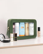Clear Makeup Bags,TSA Approved Toiletry Bag with Zipper,Sunscreen Bag Clear Makeup Toiletry Pouch Beach Vacation Essentials for Women Teen Girls Gifts(Vintage Green) - Image 8