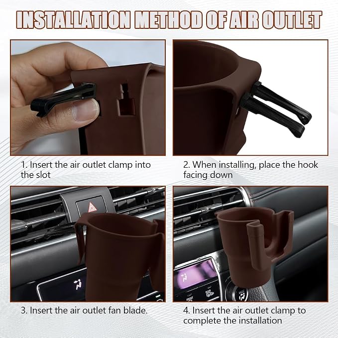 Car Cup Holder Expander, Cup Holder for Car, 2-in-1 Mobile Phone Drink Adapter, Auto Interior Accessories Multifunction Auto Seat Back and Armrest Box Storage Device for Most Vehicles (Brown) - Image 6