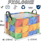 FXOLCSHE Building brick Basket,Building block book storage box,Laundry hamper,Waterproof foldable Kid's laundry basket,Shelf box,Baby Room decor(Building block) - Image 7