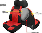 Pariitadin Car Seat Covers Front Pair, Washable and Breathable Seat Covers for Cars, Universal Fit Car Interior Covers for Most Sedan Truck SUV, Black/Red - Image 4