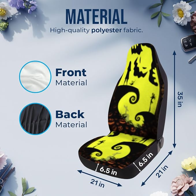 GENANY Horror Car Seat Covers Set of 2, Horror Breathable Front Seat Covers for Truck Sedan SUV, Couple Car Accessories, Horror Gift for Women Men - Image 4
