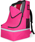LARIPOP Car Seat Travel Bag for Airplane, Universal Gate Check Car Seat Bag, Padded Backpack with Waist Belt, Reflective Strips & Protective Feet, Fits Infant Convertible Booster Seats, Pink by LARIPOP