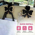 2PCS Car Seat Headrest Hook, Cute Bow Vehicle Backseat Storage Hanger Purse Handbag Organizer, Automotive Interior Seat Back Hook Holder for Umbrella Hat Bag, Universal for Vehicles (Black) - Image 4