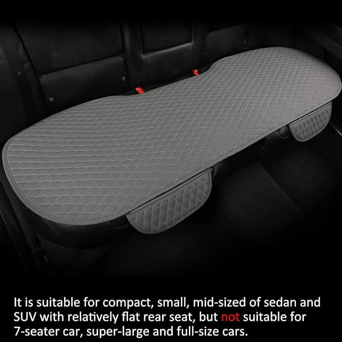West Llama Pu Leather Car Seat Bottom Covers Protectors Include 1 Pair Front Driver Seat Pad Mat and 1 Rear Bench Cover Universal Fit 90% Vehicles,Gray - Image 6