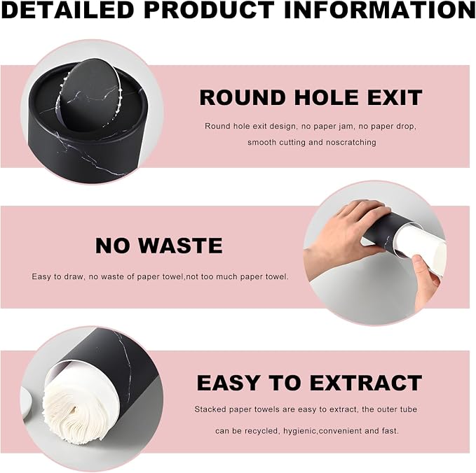 4 PCS Car Tissue Holder, Refillable Round Napkins Containers with Papers Inside, Convenient Travel Tissue Tubes Facial Paper Towel Cylinders for Vehicle Cup Holders (Wood Grain) - Image 3