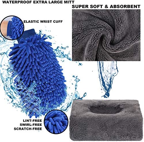 22Pcs Car Wash Cleaning Tools Kit Car Detailing Set with Black Canvas Bag Collapsible Bucket Wash Mitt Sponge Towels Tire Brush Window Scraper Duster Complete Interior Car Care Kit - Image 3