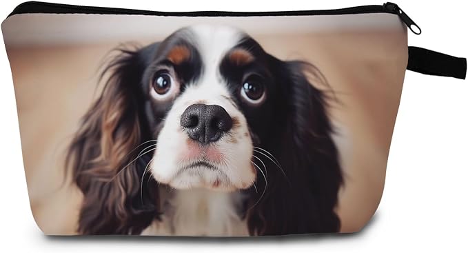 Cavalier King Charles Spaniel Dog Print Women Makeup Bag Outdoor Beach Travel Toiletry Kit Small Cosmetic Bag by Unknown