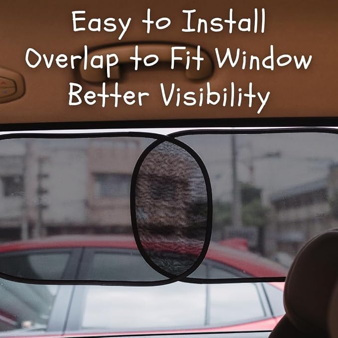 Car Window Shades - Certified 99.79% UVA & 99.95% UVB Sun Protection. Award Winning car Sun Shade for Side Windows. 4 Pack Transparent Shades 22" x 14" - Window Shade for car Baby by Kinder Fluff - Image 4