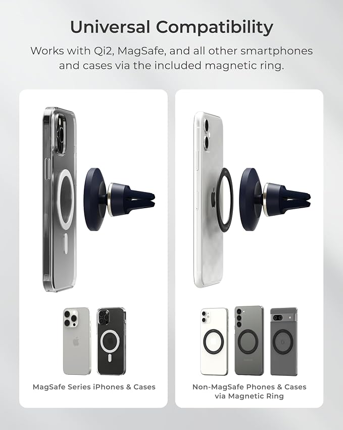 iOttie Velox MagSafe Compatible Air Vent Car Phone Holder. Unversal Magnetic Car Phone Mount for iPhone 12/13/14/15/16/17 Series & Android Phones via Included Magnetic Ring Adapter - Image 2