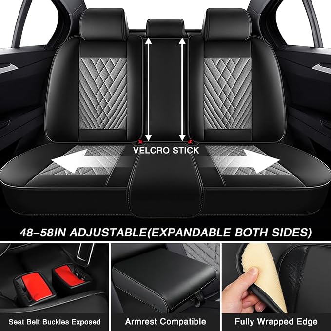 Fit for Toyota Corolla Cross Seat Covers 2022-2026,Premium Leather, 360° Full Protection, Thick Padding & Memory Foam, Waterproof & Stain-Resistant Car Seat Cover (5 Seat,Black&Gray) - Image 7