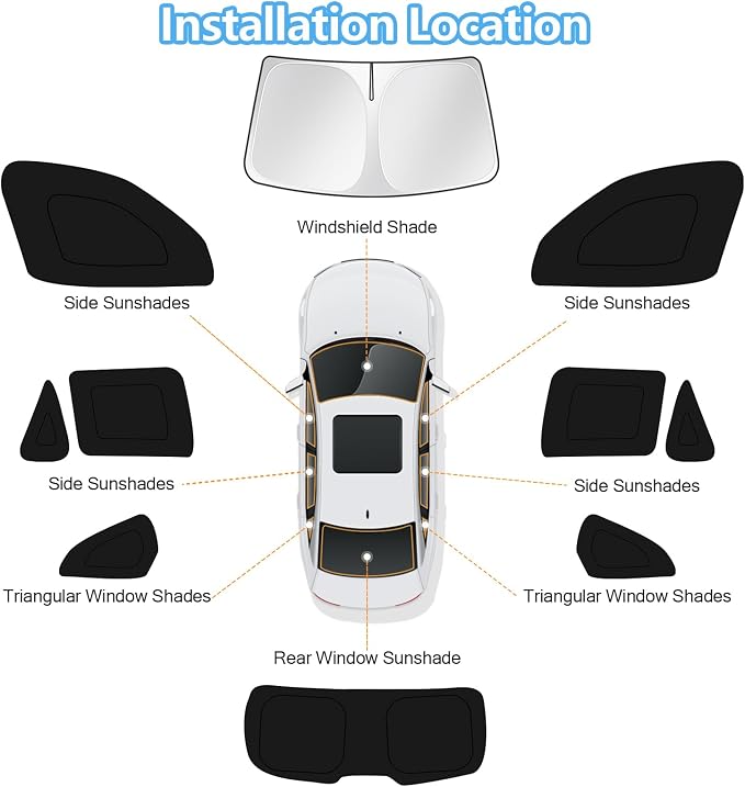 KUST Car Window Shades for BMW X5 2013-2016 2017 2018 Windshield Sun Shade Side Window Cover UV Block Privacy Protection Accessories for Camping Blackout Rear Back Full Set 10PCS - Image 8