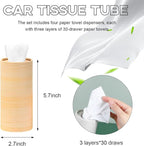 4 PCS Car Tissue Holder, Travel Tissues Packs Round Paper Napkins Container with Papers Inside, Paper Towel Cylinder Fits Automotive Cup Holder, Interior Car Accessories (Wood) - Image 2