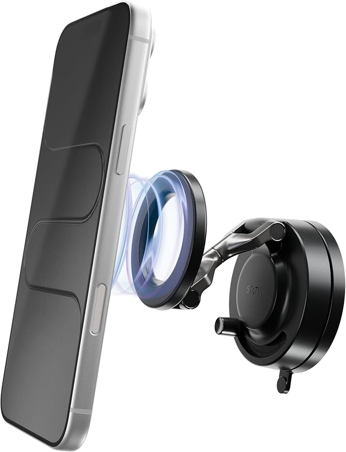 Statik HyperMount (Gen 3) Magnetic Phone Holder, for iPhone and Android | Upgraded Magnet Strength, Nano-suction Adhesive Gel, 360° Rotation, Compatible with MagSafe, Metal Rings for Android by Statik