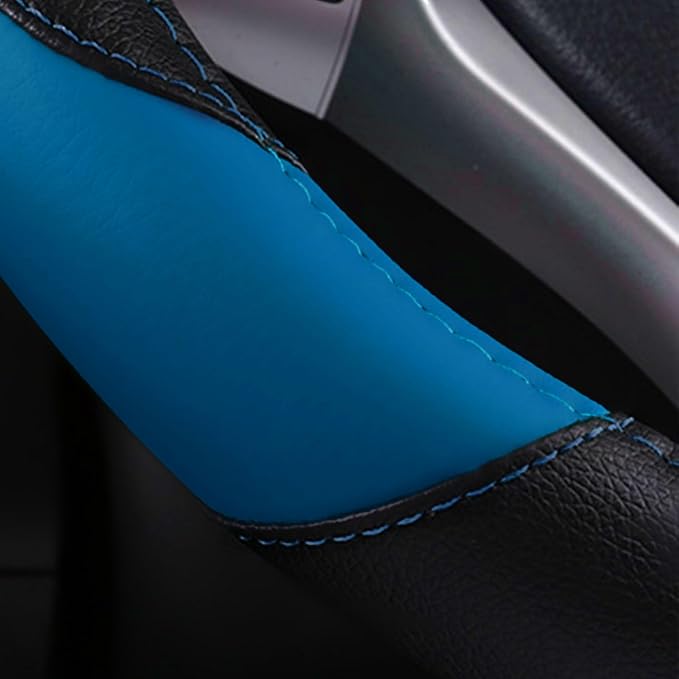 Leather Car Steering Wheel Cover, Universal Fit for Most Cars, Blue-2 | Microfiber Leather,Non-Slip Breathable Auto Steering Wheel Protector - Image 6