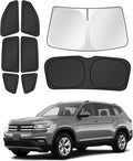 Canvcle Window Shades for 2018-2025 2026 Volkswagen VW Atlas Accessories Windshield Sun Shade Side Rear Window Cover Sunshade Sun Shield Privacy Protection for Camping Keep Vehicle Cool Black 8PCS by Canvcle