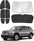 Canvcle Window Shades for 2018-2025 2026 Volkswagen VW Atlas Accessories Windshield Sun Shade Side Rear Window Cover Sunshade Sun Shield Privacy Protection for Camping Keep Vehicle Cool Black 8PCS by Canvcle