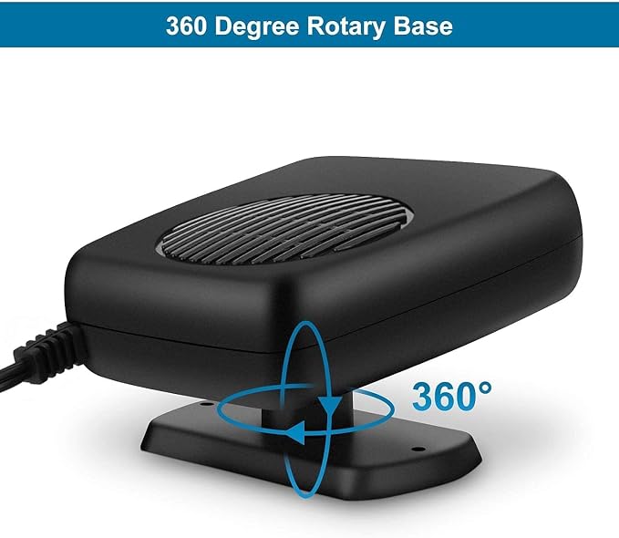 Car Fan - Portable Car Heater and Cooler with 360° Rotatable Base, 12V Car Heater 150W, Quick Defrosting & Demisting for Windshield, Universal for Truck/SUV/Car (Cigarette Lighter Plug) - Image 6