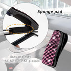 Set of 2 Bling Rhinestone Car Sun Visor Glasses Holders with Anti-Scratch Sponge,Car Decoration for Women Girls,Ticket Card Clip Visor Organizer,Universal Rhinestone Auto Accessories (Pink) - Image 6