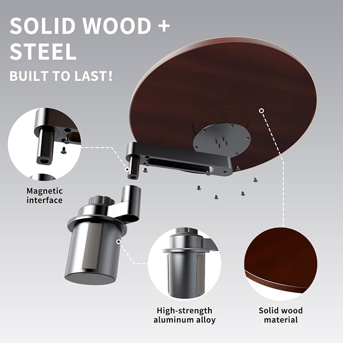 Car Tray & Car Desk for Laptop, 360° Rotating Wood Cup Holder Table, Steering Wheel Tray, Car Accessories for Women & Men,Compatible with Tesla Model Y/3/S, Ford F150/Explorer/Maverick & Most Vehicles - Image 5