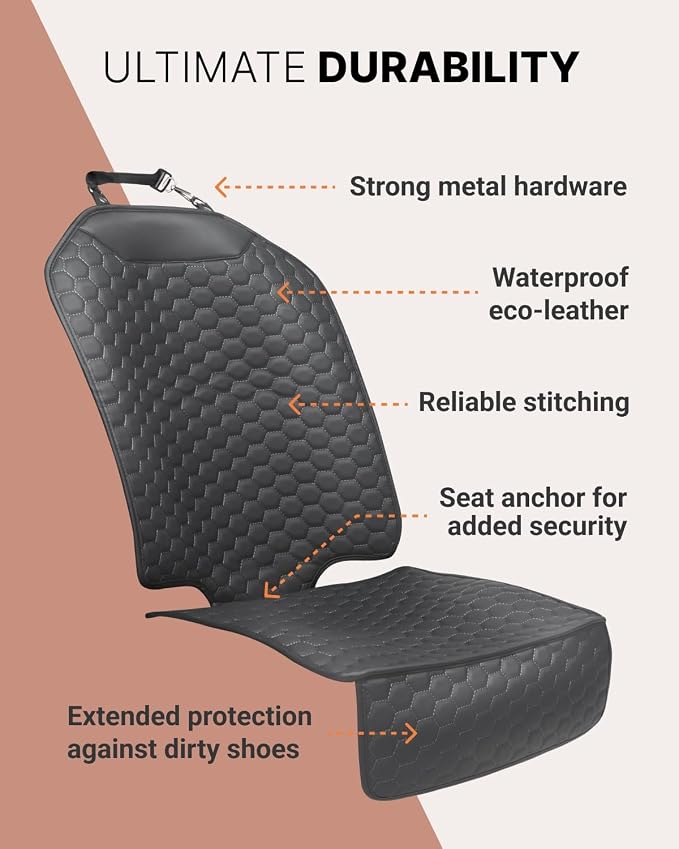 Set Seat Back Organizer & Car Seat Protector Hexy Waterproof & Non-Slip Protector for Child Car Cushion for Leather and Fabric Seats (Black 2pcs) - Image 3