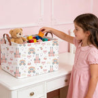 Rectangular Princess Castle Basket,Collapsible girl storage box,Pink Basket,Gift Organizer,Girl Room Decor,Books Box(Princess) - Image 2