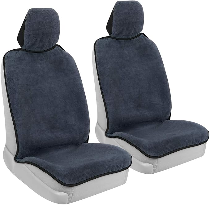 BDK UltraFit Waterpoof Car Seat Towel Cover, 2 Pack with Black Trim – Washable Sweat Seat Protector, Ideal for Gym Swimming Surfing Running Crossfit, Fits Most Auto Truck Van SUV by BDK