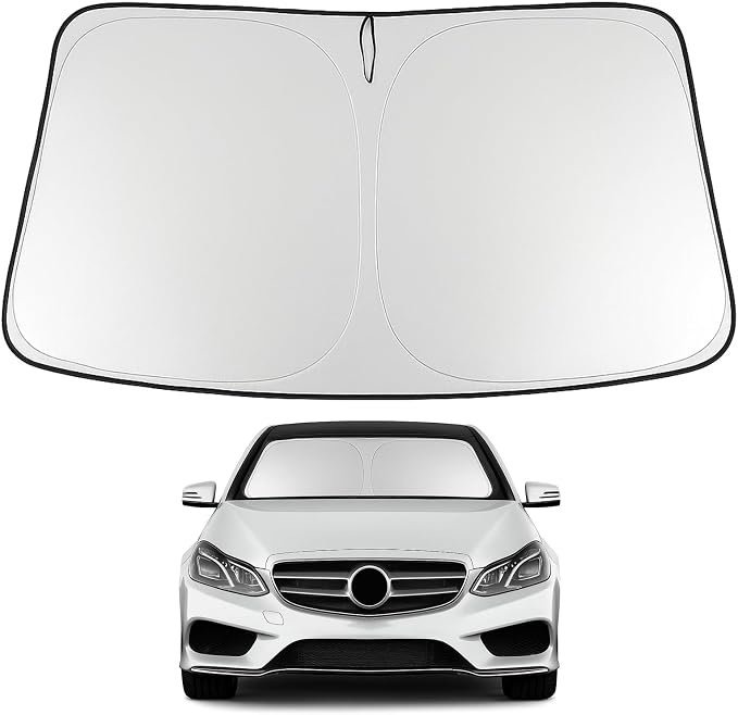 Proadsy Custom Fit 2010-2016 Benz E Class Windshield Sun Shade, Blocks Heat | 240T Heat Shield, Drops Temp 54°F, Blocks 99% UV, Prevents Dashboard Cracking, Summer Parking & Beach Trips, Easy Twist-Fold by Proadsy