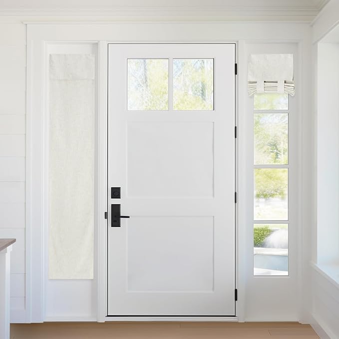 RYB HOME 100% Blackout Front Door Window Covering Small Sidelight Blinds | Linen Textured, Block Views, Privacy Sidelight Blids, For Glass Door School Office Nursery, W12 x L69, Linen, 1 Panel by RYBHOME