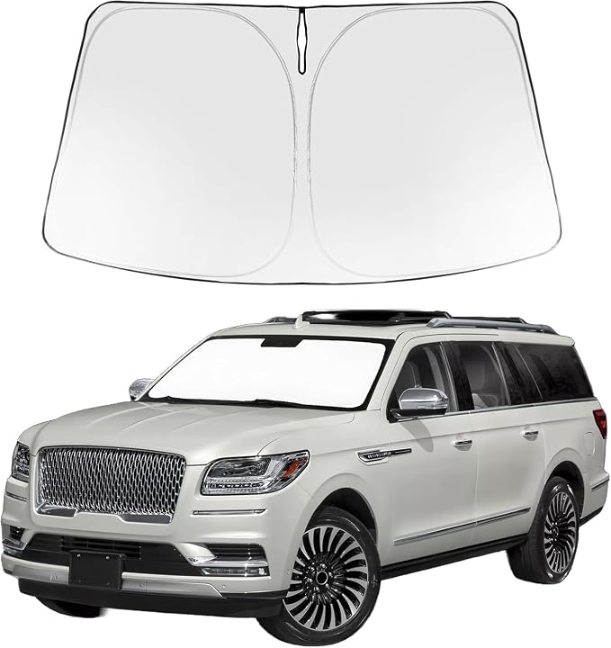 Proadsy Custom Fit Car Windshield Sun Shade for 2018-2024 Lincoln Navigator | 240T Heat Shield, Drops Temp 54°F, Blocks 99% UV, Prevents Dashboard Cracking, Summer Parking & Beach Trips, Easy Twist-Fold by Proadsy