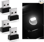 Sun Walker 4 PCS USB LED Car Interior Atmosphere Lamp, Plug-in USB Interface Trunk Ambient Light LED Decoration, Mini Portable Interior Night Lighting Kit for Most Vehicles (White) by Unknown