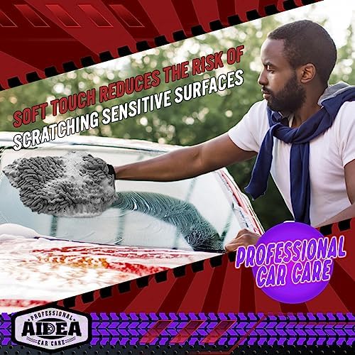 AIDEA Car Wash Mitt Microfiber, 1PK, Car Wash Brush, Grey, 7.12''X10.14'' - Image 4