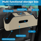 Zipelo Car Headrest Backseat Organizer with Cup Holder, Multi-Functional Vehicle Seat Back Hanging Storage Box with Hooks, Auto Drink Snack Phone Tray Travel Accessories for Kids Adults (Beige) - Image 3