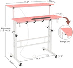 SIDUCAL Mobile Stand Up Desk with USB Ports and Outlets, Adjustable Laptop Desk on Wheels, Home Office Workstation, Rolling Laptop Cart for Standing or Sitting, 31.5" x 23.6"Pink - Image 2