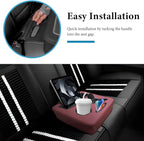 Car Back Seat Organizer, Leather Automotive Rear Seat Couch Cup Holder Expander Tray, Vehicle Cup Holder Tray Holds Snacks Remotes Phones for Truck RV Boat Couch Pillow Bed (Wine Red) - Image 6