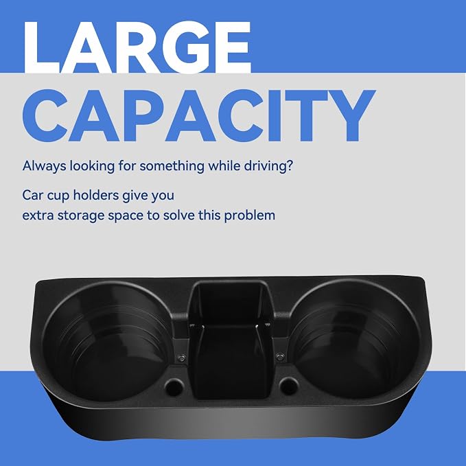2PCS Seat Wedge Cup Holder for Car, Seat Gap Filler Cup Organizer Storage Box with Coaster(Black) - Image 4