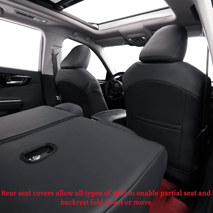 Full Set Car Seat Covers for Honda Odyssey 2011-2017,7-Seater,Faux Leather | for LX Only,2nd Row Captain Seats,Luxury Waterproof Seat Protector,Fit Like A Glove(Black) - Image 6